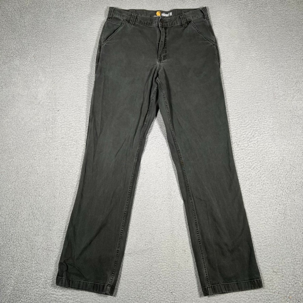 Carhartt Pants Mens 33x33 Black Casual Relaxed Fit Canvas Workwear‎ Preppy Logo